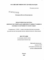 Диссертация по педагогике на тему «Педагогическая система лингвокультурной адаптации иностранных учащихся в процессе обучения русскому языку», специальность ВАК РФ 13.00.02 - Теория и методика обучения и воспитания (по областям и уровням образования)