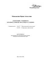 Автореферат по психологии на тему «Адаптация учащихся в новых социокультурных условиях», специальность ВАК РФ 19.00.07 - Педагогическая психология