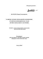 Автореферат по психологии на тему «Развитие профессиональной Я-концепции студентов-менеджеров на этапе профессионального обучения», специальность ВАК РФ 19.00.13 - Психология развития, акмеология