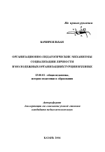 Автореферат по педагогике на тему «Организационно-педагогические механизмы социализации личности в молодежных организациях Турции в XX веке», специальность ВАК РФ 13.00.01 - Общая педагогика, история педагогики и образования