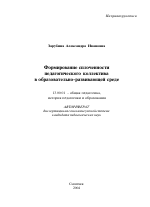 Автореферат по педагогике на тему «Формирование сплоченности педагогического коллектива в образовательно-развивающей среде», специальность ВАК РФ 13.00.01 - Общая педагогика, история педагогики и образования