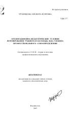 Автореферат по педагогике на тему «Организационно-педагогические условия формирования учащегося колледжа как субъекта профессионального самоопределения», специальность ВАК РФ 13.00.08 - Теория и методика профессионального образования