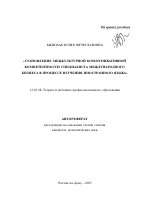 Автореферат по педагогике на тему «Становление межкультурной коммуникативной компетентности специалиста международного бизнеса в процессе изучения иностранного языка», специальность ВАК РФ 13.00.08 - Теория и методика профессионального образования