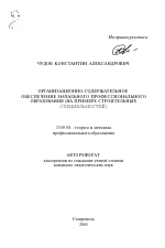 Автореферат по педагогике на тему «Организационно-содержательное обеспечение начального профессионального образования», специальность ВАК РФ 13.00.08 - Теория и методика профессионального образования