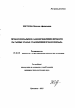 Автореферат по психологии на тему «Профессиональное самоопределение личности на разных этапах становления профессионала», специальность ВАК РФ 19.00.03 - Психология труда. Инженерная психология, эргономика.