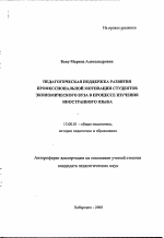 Автореферат по педагогике на тему «Педагогическая поддержка развития профессиональной мотивации студентов экономического вуза в процессе изучения иностранного языка», специальность ВАК РФ 13.00.01 - Общая педагогика, история педагогики и образования