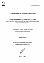 Автореферат по педагогике на тему «Организационно-педагогические условия взаимосвязи довузовской и вузовской подготовки будущего менеджера», специальность ВАК РФ 13.00.08 - Теория и методика профессионального образования