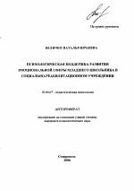 Автореферат по психологии на тему «Психологическая поддержка развития эмоциональной сферы младшего школьника в социально-реабилитационном учреждении», специальность ВАК РФ 19.00.07 - Педагогическая психология