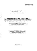 Автореферат по педагогике на тему «Формирование эстетической культуры специалистов по социальной работе в процессе профессиональной подготовки в высшей школе», специальность ВАК РФ 13.00.08 - Теория и методика профессионального образования