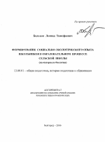 Автореферат по педагогике на тему «Формирование социально-экологического опыта школьников в образовательном процессе сельской школы», специальность ВАК РФ 13.00.01 - Общая педагогика, история педагогики и образования