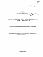 Автореферат по педагогике на тему «Формирование межкультурной компетентности студента университета», специальность ВАК РФ 13.00.08 - Теория и методика профессионального образования