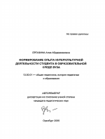 Автореферат по педагогике на тему «Формирование опыта интеркультурной деятельности студента в образовательной среде вуза», специальность ВАК РФ 13.00.01 - Общая педагогика, история педагогики и образования