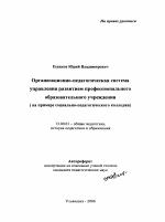 Автореферат по педагогике на тему «Организационно-педагогическая система управления развитием профессионального образовательного учреждения», специальность ВАК РФ 13.00.01 - Общая педагогика, история педагогики и образования