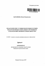 Автореферат по педагогике на тему «Педагогические условия подготовки будущих педагогов профессионального обучения по сельскохозяйственным специальностям», специальность ВАК РФ 13.00.08 - Теория и методика профессионального образования