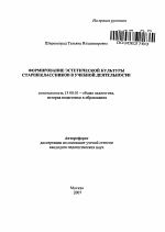 Автореферат по педагогике на тему «Формирование эстетической культуры старшеклассников в учебной деятельности», специальность ВАК РФ 13.00.01 - Общая педагогика, история педагогики и образования