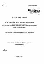 Автореферат по педагогике на тему «Сельский профессионально-ориентированный многопрофильный лицей как инновационный тип образовательного учреждения», специальность ВАК РФ 13.00.01 - Общая педагогика, история педагогики и образования