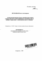 Автореферат по педагогике на тему «Технология профессиональной подготовки специалистов в сфере швейного производства в новых социально-экономических условиях», специальность ВАК РФ 13.00.08 - Теория и методика профессионального образования