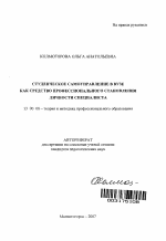 Автореферат по педагогике на тему «Студенческое самоуправление в вузе как средство профессионального становления личности специалиста», специальность ВАК РФ 13.00.08 - Теория и методика профессионального образования