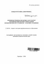 Автореферат по педагогике на тему «Производственная практика как фактор формирования профессиональной компетентности студентов», специальность ВАК РФ 13.00.08 - Теория и методика профессионального образования