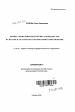 Автореферат по педагогике на тему «Профессиональная подготовка специалистов в системе классического музыкального образования», специальность ВАК РФ 13.00.08 - Теория и методика профессионального образования