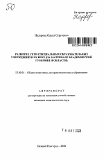 Автореферат по педагогике на тему «Развитие сети специальных образовательных учреждений в XX веке», специальность ВАК РФ 13.00.01 - Общая педагогика, история педагогики и образования