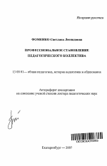 Автореферат по педагогике на тему «Профессиональное становление педагогического коллектива», специальность ВАК РФ 13.00.01 - Общая педагогика, история педагогики и образования