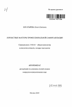 Автореферат по психологии на тему «Личностные факторы профессиональной самореализации», специальность ВАК РФ 19.00.01 - Общая психология, психология личности, история психологии