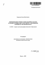 Автореферат по педагогике на тему «Формирование профессиональной культуры будущего специалиста по работе с молодёжью в процессе обучения в вузе», специальность ВАК РФ 13.00.08 - Теория и методика профессионального образования