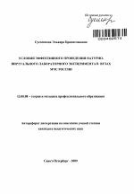 Автореферат по педагогике на тему «Условия эффективного проведения натурно-виртуального лабораторного эксперимента в вузах МЧС России», специальность ВАК РФ 13.00.08 - Теория и методика профессионального образования