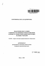 Автореферат по педагогике на тему «Педагогические условия развития естественнонаучного мышления в процессе профессиональной подготовки будущих учителей», специальность ВАК РФ 13.00.08 - Теория и методика профессионального образования