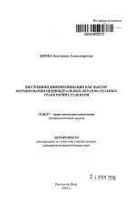 Автореферат по психологии на тему «Внутренняя дифференциация как фактор формирования индивидуальных образовательных траекторий студентов», специальность ВАК РФ 19.00.07 - Педагогическая психология