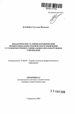 Автореферат по педагогике на тему «Дидактические условия формирования профессионально-технического мышления студентов средних специальных образовательных учреждений», специальность ВАК РФ 13.00.08 - Теория и методика профессионального образования