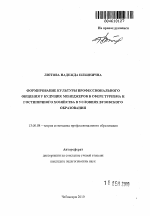 Автореферат по педагогике на тему «Формирование культуры профессионального общения у будущих менеджеров в сфере туризма и гостиничного хозяйства в условиях вузовского образования», специальность ВАК РФ 13.00.08 - Теория и методика профессионального образования