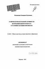 Автореферат по педагогике на тему «Развитие познавательной активности детей дошкольного возраста в условиях материнской школы», специальность ВАК РФ 13.00.01 - Общая педагогика, история педагогики и образования