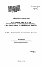 Автореферат по педагогике на тему «Педагогическая система обеспечения безопасности человека в экстремальных условиях горной среды», специальность ВАК РФ 13.00.08 - Теория и методика профессионального образования