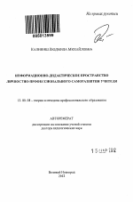 Автореферат по педагогике на тему «Информационно-дидактическое пространство личностно-профессионального саморазвития учителя», специальность ВАК РФ 13.00.08 - Теория и методика профессионального образования