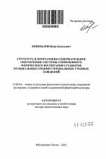 Автореферат по педагогике на тему «Структура и программно-содержательное обеспечение системы современного физического воспитания студентов музыкальных средних специальных учебных заведений», специальность ВАК РФ 13.00.04 - Теория и методика физического воспитания, спортивной тренировки, оздоровительной и адаптивной физической культуры