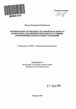 Автореферат по психологии на тему «Формирование мотивации к трудовой деятельности подростков с нарушением интеллекта в условиях коррекционных интернатных учреждений», специальность ВАК РФ 19.00.07 - Педагогическая психология