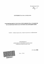 Автореферат по педагогике на тему «Формирование культуры сотрудничества студентов вуза посредством кластерного взаимодействия», специальность ВАК РФ 13.00.01 - Общая педагогика, история педагогики и образования