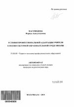 Автореферат по педагогике на тему «Условия профессиональной адаптации учителя к поликультурной образовательной среде школы», специальность ВАК РФ 13.00.08 - Теория и методика профессионального образования