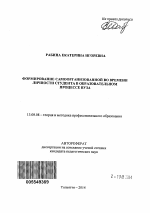 Автореферат по педагогике на тему «Формирование самоорганизованной во времени личности студента в образовательном процессе вуза», специальность ВАК РФ 13.00.08 - Теория и методика профессионального образования