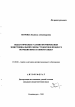 Автореферат по педагогике на тему «Педагогические условия формирования экзистенциальной сферы студентов в процессе обучения иностранному языку», специальность ВАК РФ 13.00.08 - Теория и методика профессионального образования