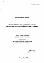Автореферат по педагогике на тему «Организационно-педагогические условия профессионального образования ремесленника», специальность ВАК РФ 13.00.08 - Теория и методика профессионального образования