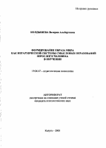 Автореферат по психологии на тему «Формирование образа мира как иерархической системы смысловых образований взрослого человека в обучении», специальность ВАК РФ 19.00.07 - Педагогическая психология