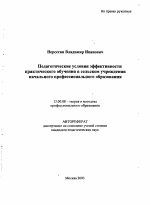 Автореферат по педагогике на тему «Педагогические условия эффективности практического обучения в сельском учреждении начального профессионального образования», специальность ВАК РФ 13.00.08 - Теория и методика профессионального образования