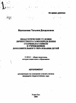 Автореферат по педагогике на тему «Педагогические условия личностного самоопределения старшеклассников в учреждениях дополнительного образования детей», специальность ВАК РФ 13.00.01 - Общая педагогика, история педагогики и образования