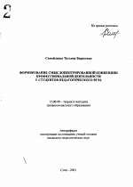 Автореферат по педагогике на тему «Формирование смыслоцентрированной концепции профессиональной деятельности у студентов педагогического вуза», специальность ВАК РФ 13.00.08 - Теория и методика профессионального образования