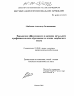 Диссертация по педагогике на тему «Повышение эффективности и качества начального профессионального образования на основе зарубежного опыта», специальность ВАК РФ 13.00.08 - Теория и методика профессионального образования