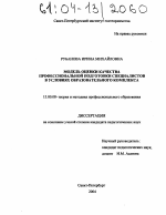 Диссертация по педагогике на тему «Модель оценки качества профессиональной подготовки специалистов в условиях образовательного комплекса», специальность ВАК РФ 13.00.08 - Теория и методика профессионального образования