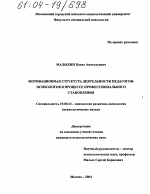 Диссертация по психологии на тему «Мотивационная структура деятельности педагогов-психологов в процессе профессионального становления», специальность ВАК РФ 19.00.13 - Психология развития, акмеология